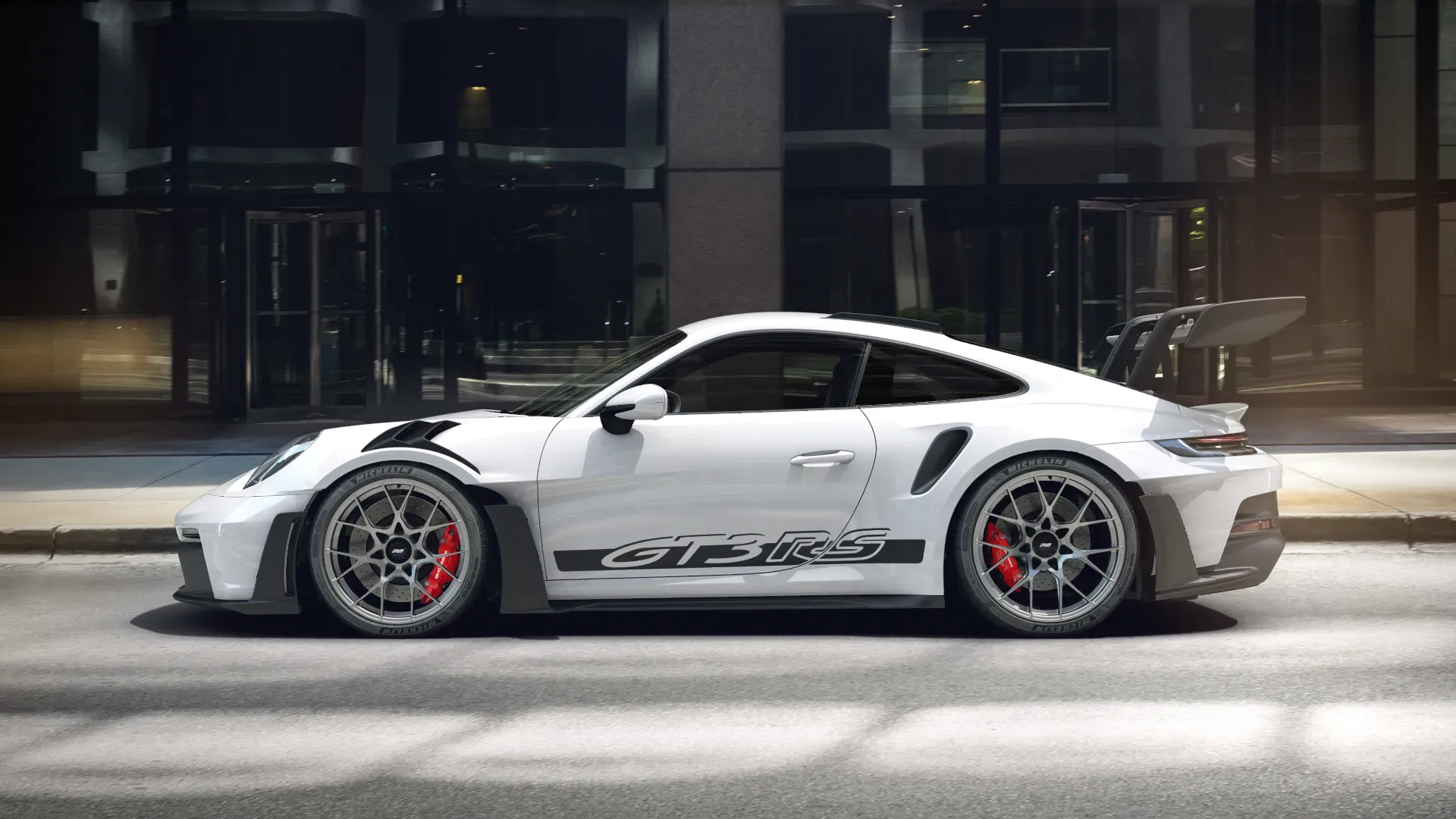 Lateral Porsche 911 GT3 RS Blanco