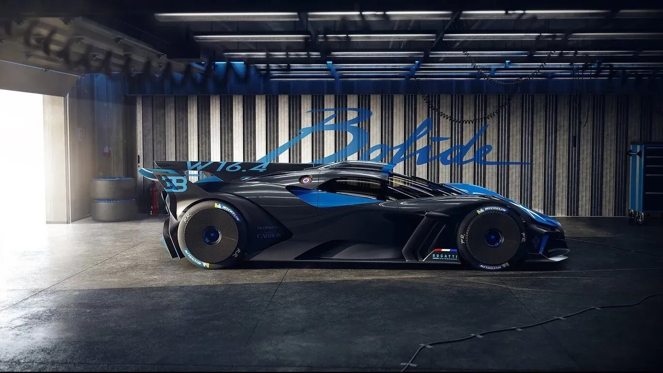 Lateral Bugatti Bolide Azul