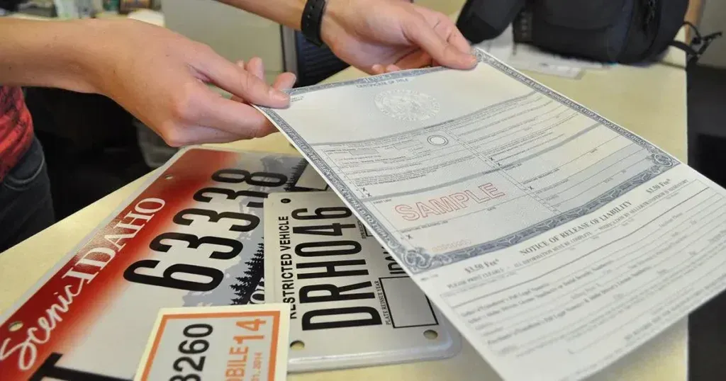 Persona entregando documentos vehiculares 