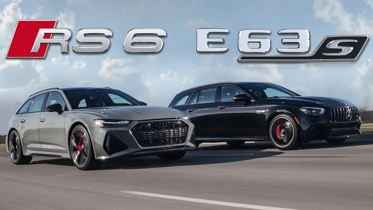 Audi RS6 Avant 2021 junto a Mercedes E63 AMG Wagon