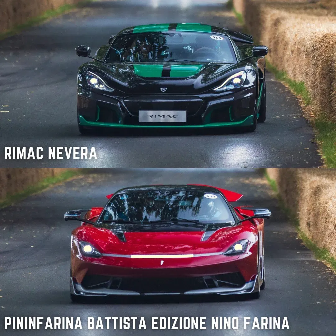 Pininfarina Battista Rojo y el Rimac Nevera Negro