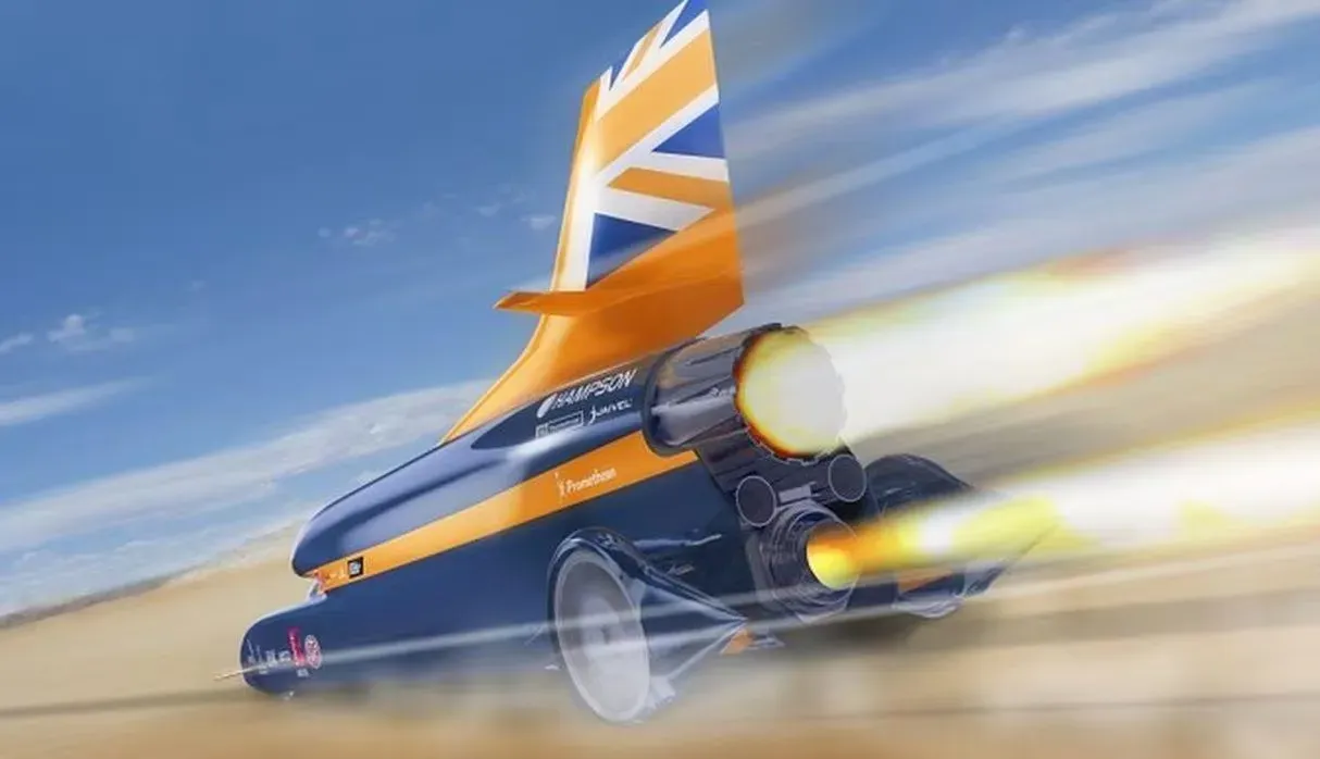 Parte Trasera Acelerando Bloodhound SSC Azul