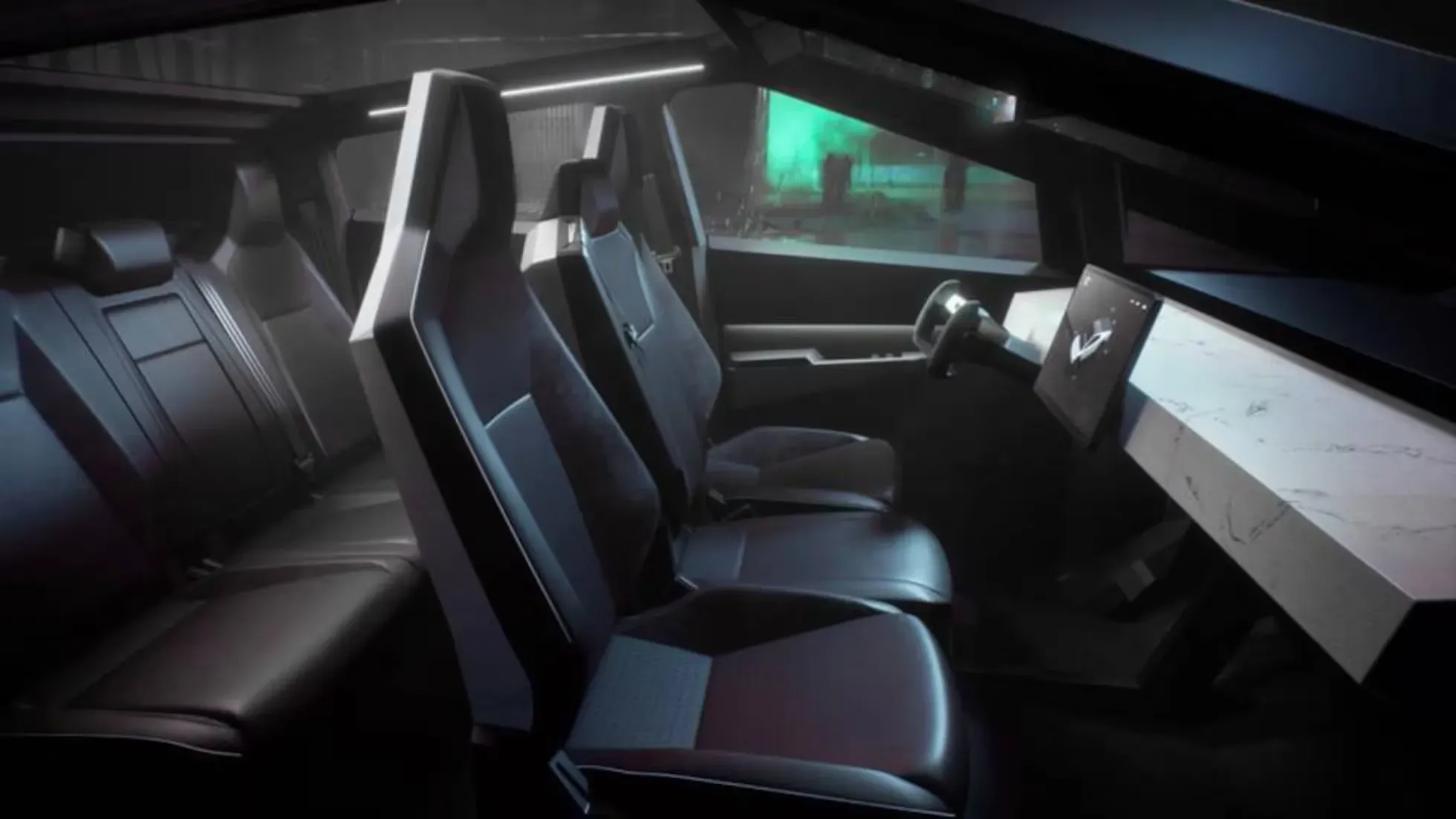 Interior Tesla Cybertruck y Porsche 911