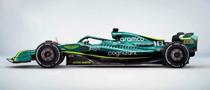 Lateral Aston Martin AMR22 Verde