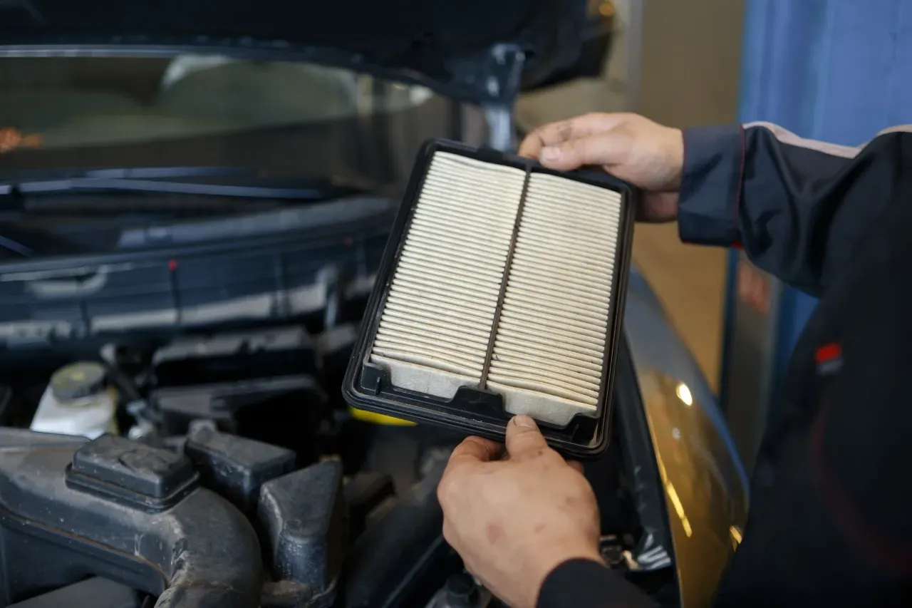 Persona sosteniendo filtro de aire de auto