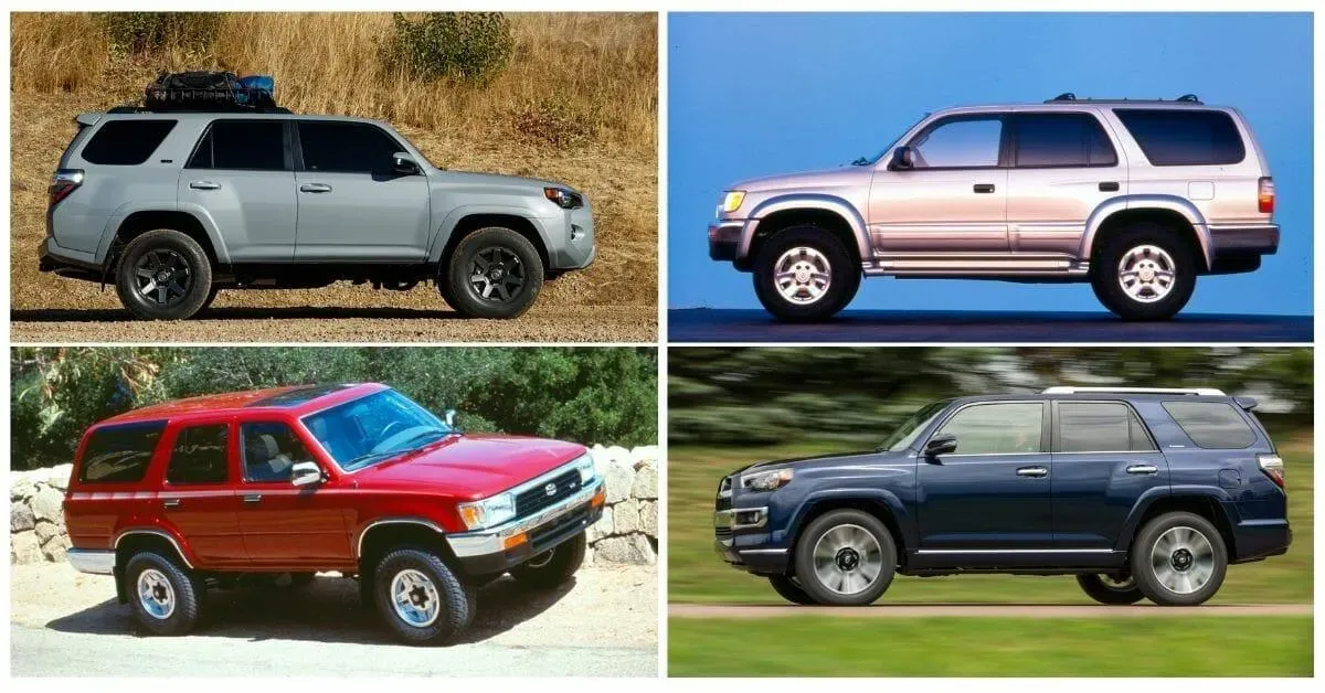 Toyota 4Runner a lo largo de la historia mostrando las diferencias de diseño