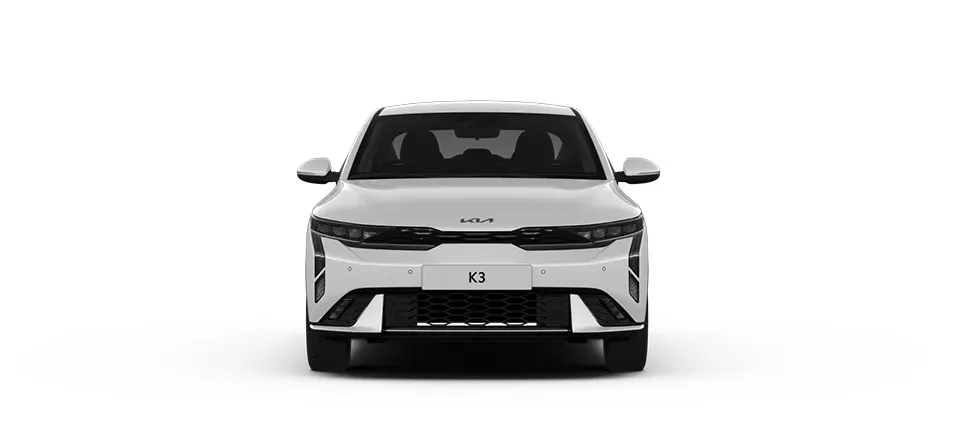 Exterior frontal del Kia K3 2024 color blanco