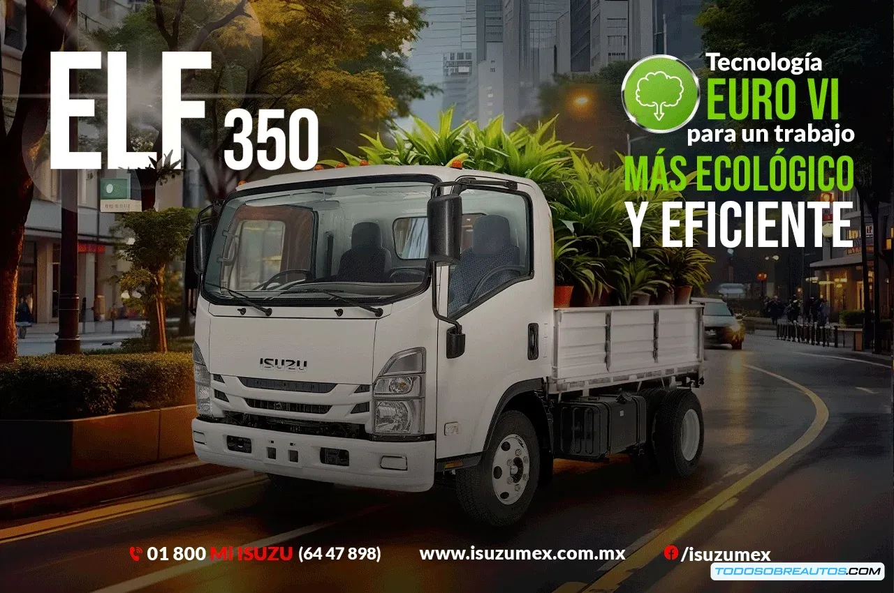 Imagen del nuevo Isuzu ELF 350, mostrando su diseño compacto y moderno.