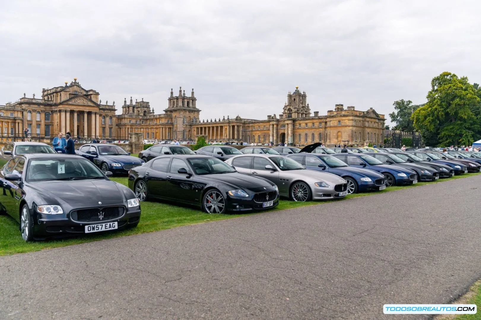 Vista general del Salón Privé de Blenheim con varios Maserati Quattroporte expuestos.