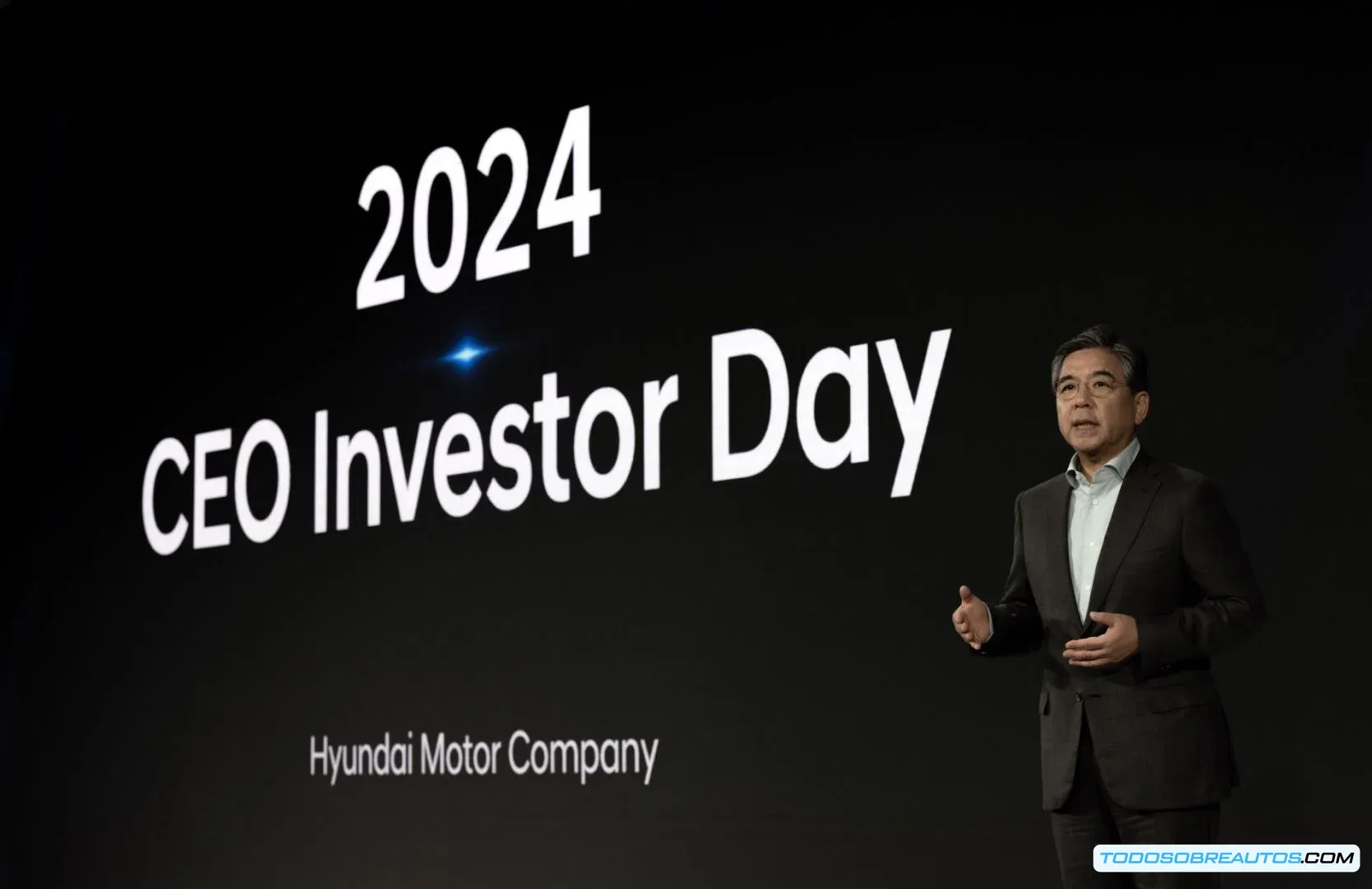 Imagen del evento CEO Investor Day 2024 de Hyundai Motor, mostrando la presentación de la estrategia Hyundai Way.