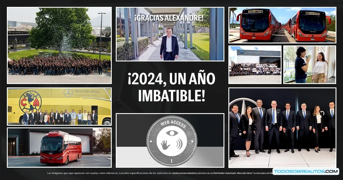 Imagen de los nuevos modelos de autobuses Mercedes-Benz presentados en la Expo Foro 2024.