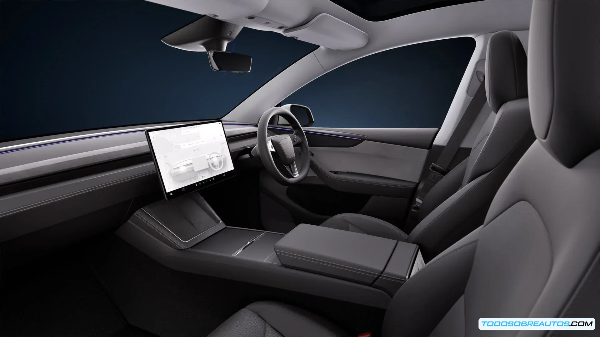 Imagen del interior del Tesla Model Y 2025.