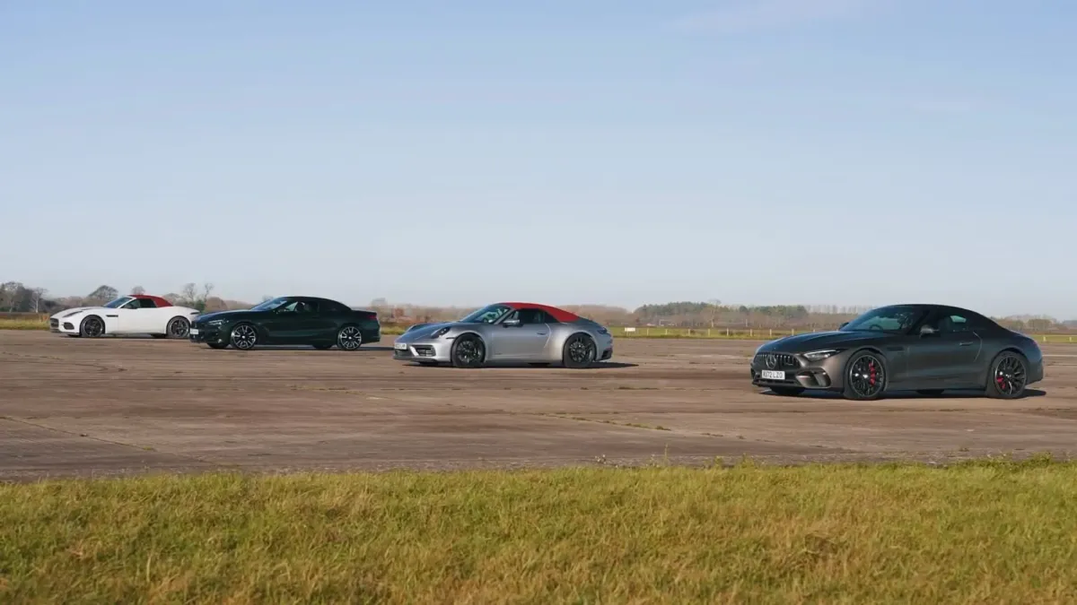 Mercedes-AMG SL 55 🆚 Porsche 911 GTS 🆚 BMW M850i 🆚 Jaguar F-Type R: ¡La Gran Carrera de Cabrios!