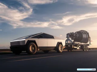 Una Cybertruck en un concesionario aparentemente vacío para representar las bajas ventas.