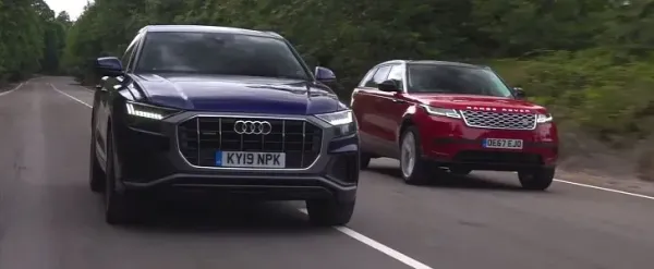 Range Rover Velar Rojo y Audi Q8 Azul