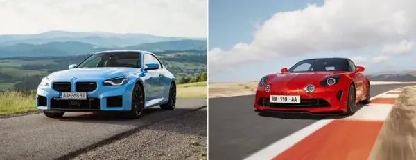 BMW M2 Competition Azul y Alpine A110 Rojo