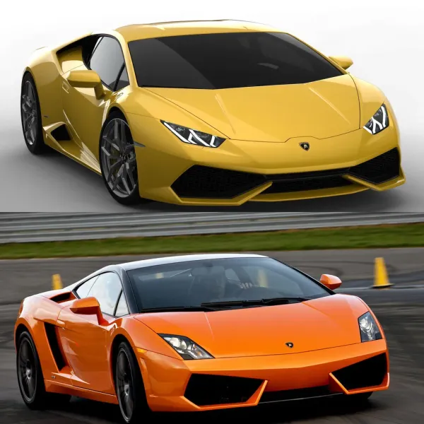 Lamborghini Huracán Amarillo y Lamborghini Gallardo Naranja