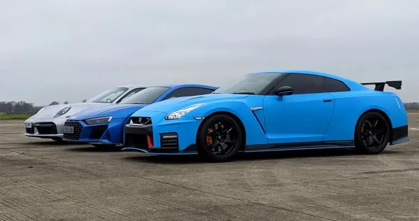 Audi R8 V10 Performance vs Nissan GTR vs Porsche 911 Turbo S