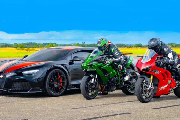 Bugatti Chiron Super Sport vs. Kawasaki H2R vs. Ducati Panigale SP2